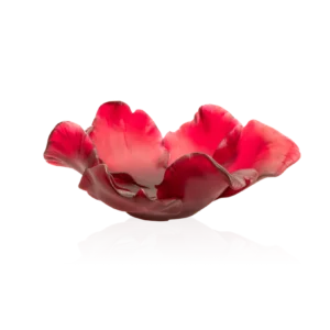 Coupe en pâte de verre de la prestigieuse cristallerie Daum, collection Tulipe. Couleur rouge.