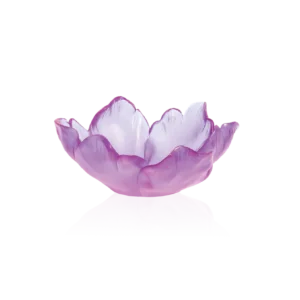 Coupelle en pâte de verre de la prestigieuse cristallerie Daum, collection Tulipe. Couleur ultraviolet.