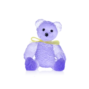 Sculpture "Doudours" en pâte de verre de la prestigieuse cristallerie Daum, réalisée en collaboration avec l'artiste Serge Mansau. Couleur parme.