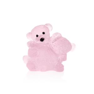 Sculpture "Doudours Twins" en pâte de verre, de la prestigieuse cristallerie Daum, réalisée en collaboration avec l'artiste Serge Mansau. Couleur rose.