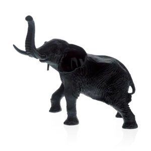 Sculpture en pâte de verre d'un éléphant de la prestigieuse cristallerie Daum, réalisée en collaboration avec l'artiste Jean-François Leroy. Couleur noire, grand modèle.