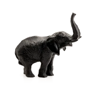 Sculpture en pâte de verre d'un éléphant de la prestigieuse cristallerie Daum, réalisée en collaboration avec l'artiste Jean-François Leroy. Couleur noire, moyen modèle.