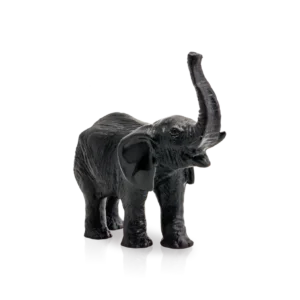 Sculpture en pâte de verre d'un éléphant de la prestigieuse cristallerie Daum, réalisée en collaboration avec l'artiste Jean-François Leroy. Couleur noire, petit modèle.