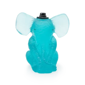 Sculpture d'un éléphanteau bleu turquoise en pâte de verre, de la prestigieuse cristallerie Daum.