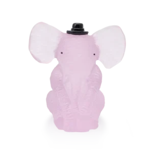 Sculpture d'un éléphanteau rose en pâte de verre, de la prestigieuse cristallerie Daum.