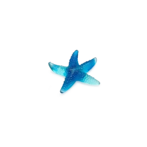 Sculpture d'un étoile de mer bleue en pâte de verre de la prestigieuse cristallerie Daum, collection Mer de Corail.