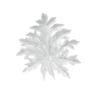 Feuille murale en pâte de verre de la prestigieuse cristallerie Daum, collection Bornéo réalisée en collaboration avec l'artiste Emilio Robba. Couleur blanche, petit modèle.