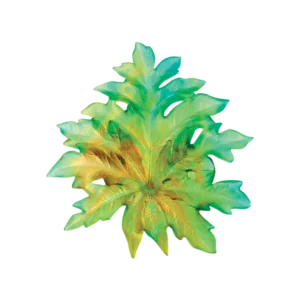 Feuille murale en pâte de verre de la prestigieuse cristallerie Daum, collection Bornéo réalisée en collaboration avec l'artiste Emilio Robba. Couleur verte, petit modèle.