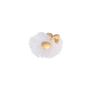 Fleur Décorative en pâte de verre de la prestigieuse cristallerie Daum, collection Or d'Abeille. Finition à la feuille d'or.