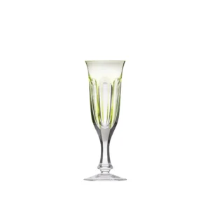 Flûte à champagne 140ml en authentique cristal de bohême taillé main, couleur réséda. Collection Lady Hamilton (inspirée d'Emma Hamilton) de Moser, la plus prestigieuse & réputée cristallerie de Bohême.