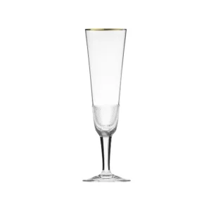 Flûte à champagne 180ml en authentique cristal de bohême taillé, avec une élégante bande en or 24 carats. Collection Royal de Moser, la plus prestigieuse & réputée cristallerie de Bohême.