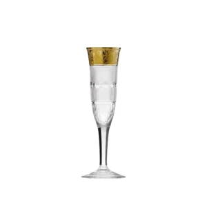 Flûte à champagne 140ml en authentique cristal de bohême taillé, avec un bandeau en or 24 carats. Création Moser, la plus prestigieuse & réputée cristallerie de Bohême. Collection Splendid, élaborée en 1911, qui reste encore aujourd'hui la plus luxueuse de toute l'histoire de la Maison.