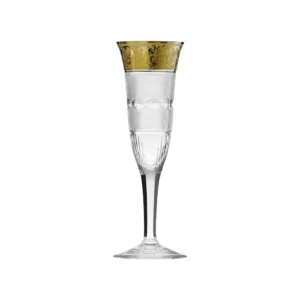 Flûte à champagne 185ml en authentique cristal de bohême taillé, avec un bandeau en or 24 carats. Création Moser, la plus prestigieuse & réputée cristallerie de Bohême. Collection Splendid, élaborée en 1911, qui reste encore aujourd'hui la plus luxueuse de toute l'histoire de la Maison.