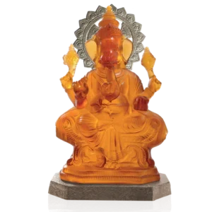 Sculpture d'une divinité Ganesha en pâte de verre de la prestigieuse cristallerie Daum. Modèle XL.