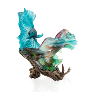 Sculpture en pâte de verre "La Danse des Combattants" de la prestigieuse cristallerie Daum, collection Mer de Corail.