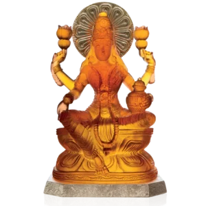 Sculpture d'une divinité Lakshmi en pâte de verre de la prestigieuse cristallerie Daum. Modèle XL.