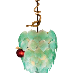 Lustre "Eden Reptile" en pâte de verre de la prestigieuse cristallerie Daum, réalisée en collaboration avec l'artiste Martyn Lawrence Bullard. Couleur verte.