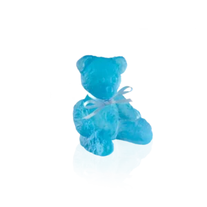 Sculpture Mini-Doudours en pâte de verre, de la prestigieuse cristallerie Daum, réalisée en collaboration avec l'artiste Serge Mansau. Couleur bleue.