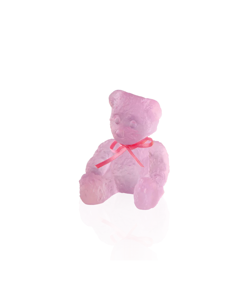 Sculpture Mini-Doudours en pâte de verre, de la prestigieuse cristallerie Daum, réalisée en collaboration avec l'artiste Serge Mansau. Couleur rose.