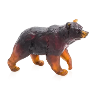 Sculpture d'un ours brun en pâte de verre, de la prestigieuse cristallerie Daum.