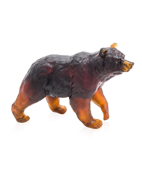 Sculpture d'un ours brun en pâte de verre, de la prestigieuse cristallerie Daum.