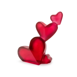Sculpture d'un cœur "Passion" en pâte de verre de la prestigieuse cristallerie Daum.