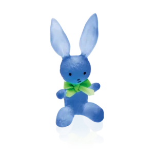 Sculpture Pinpin en pâte de verre de la prestigieuse cristallerie Daum, réalisée en collaboration avec l'artiste Serge Mansau. Couleur bleue.