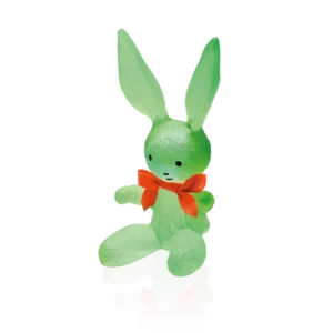 Sculpture Pinpin en pâte de verre de la prestigieuse cristallerie Daum, réalisée en collaboration avec l'artiste Serge Mansau. Couleur verte.