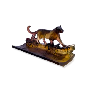 Plumier en pâte de verre de la prestigieuse cristallerie Daum, collection Léopard.