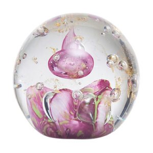 Presse-papier La Rochère, collection Météores, couleur rose. Soufflé-bouche et réalisé à la main en France.