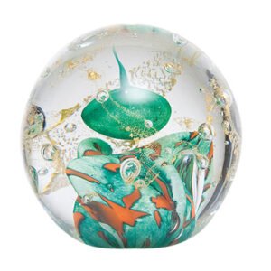 Presse-papier La Rochère, collection Météores, couleur verte. Soufflé-bouche et réalisé à la main en France.