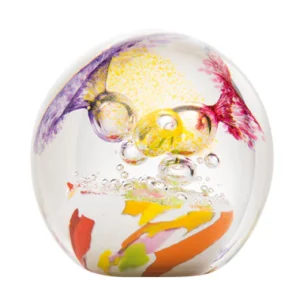 Presse-papier La Rochère, collection Rivages, couleur jaune. Soufflé-bouche et réalisé à la main en France.