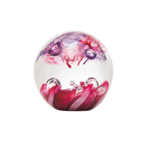 Presse-papier La Rochère, collection Rivages, couleur rose. Soufflé-bouche et réalisé à la main en France.