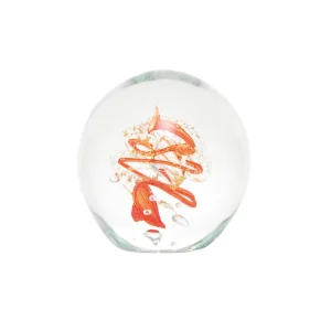 Presse-papier La Rochère, collection Rumba, couleur or & orange. Soufflé-bouche et réalisé à la main en France.