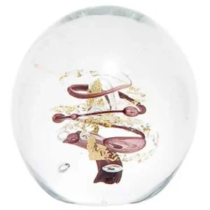 Presse-papier La Rochère, collection Rumba, couleur or & prune. Soufflé-bouche et réalisé à la main en France.