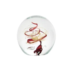 Presse-papier La Rochère, collection Rumba, couleur or & rouge. Soufflé-bouche et réalisé à la main en France.