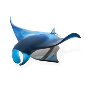 Sculpture d'une raie manta en pâte de verre de la prestigieuse cristallerie Daum, réalisée en collaboration avec l'artiste Umberto Nuzzo. Grand modèle.