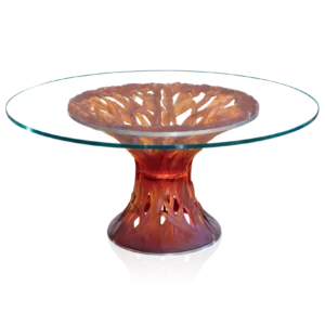 Table 6 Éléments en pâte de verre de la prestigieuse cristallerie Daum, collection Végétale. Couleur ambre, avec un plateau en verre trempé extra-blanc.