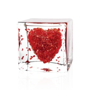 Sculpture "The Messengers - Cœur" en pâte de verre de la prestigieuse cristallerie Daum, réalisée en collaboration avec les artistes Richard Woleck & Jean-François Bollié.