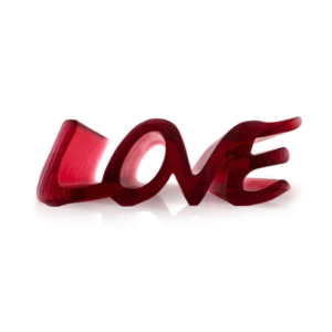Sculpture "True Love" en pâte de verre de la prestigieuse cristallerie Daum. Couleur rouge, grand modèle.