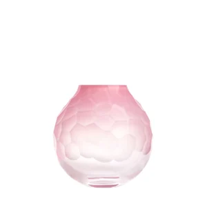 Vase Dotty 15cm rose opale en authentique cristal de bohême taillé main. Création de Moser, la plus prestigieuse & réputée cristallerie de Bohême.