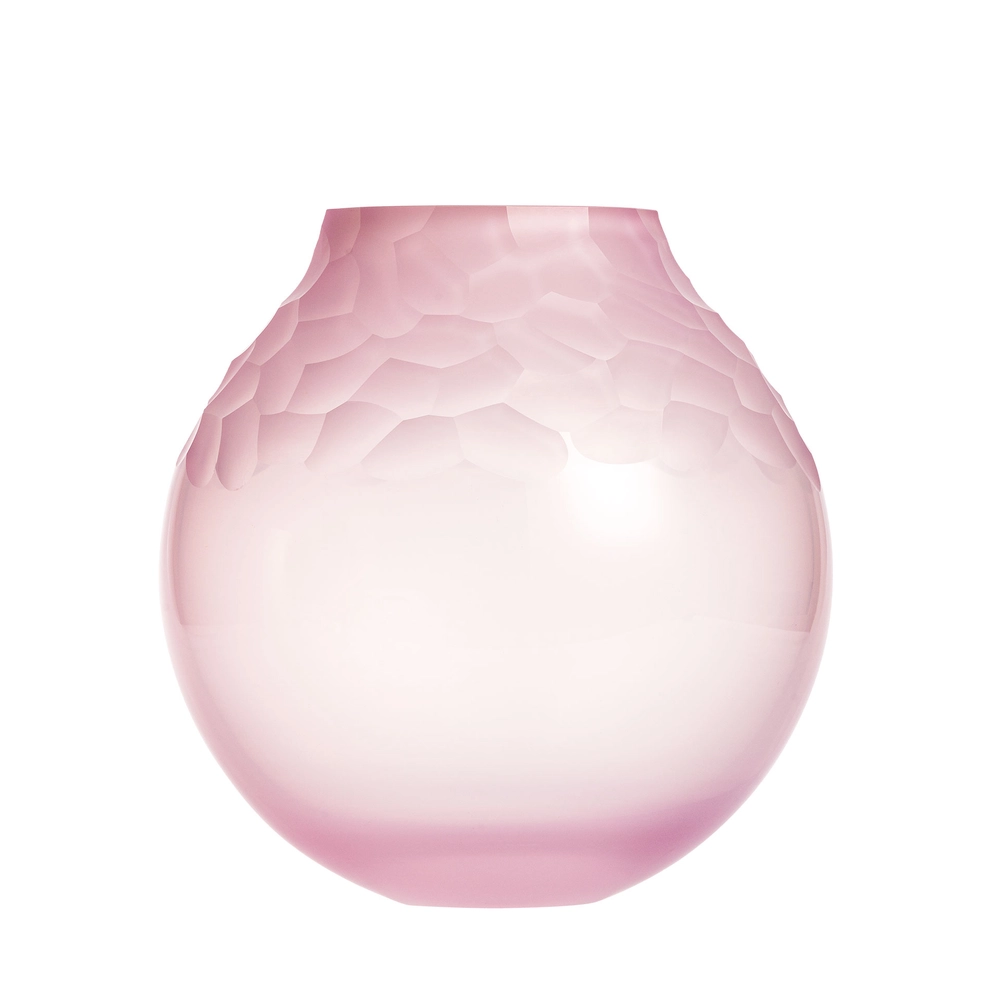 Vase Dotty 25cm rose opale en authentique cristal de bohême taillé main. Création de Moser, la plus prestigieuse & réputée cristallerie de Bohême.