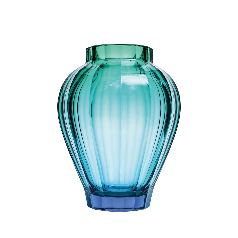 Vase Lirio 33cm en authentique cristal de bohême taillé main. Création de Moser, la plus prestigieuse & réputée cristallerie de Bohême.