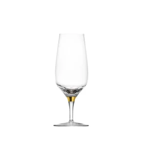 Verre à bière 380ml en authentique cristal de bohême taillé, avec une bague en or fin 24 carats. Création de Moser, la plus prestigieuse cristallerie de Bohême. Collection Jewel.