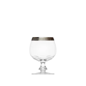 Verre à brandy & cognac 320ml en authentique cristal de bohême taillé main, habillé d'une élégante bande en platinium. Collection Lady Hamilton (inspirée d'Emma Hamilton) de Moser, la plus prestigieuse & réputée cristallerie de Bohême.