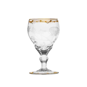 Verre à brandy & cognac 320ml en authentique cristal de bohême taillé main, gravé artistiquement, et subtilement décoré avec de l'or 24 carats. Collection Paula de Moser, la plus prestigieuse & réputée cristallerie de Bohême.