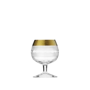 Verre à brandy & cognac 320ml en authentique cristal de bohême taillé, avec un bandeau en or 24 carats. Création Moser, la plus prestigieuse & réputée cristallerie de Bohême. Collection Splendid, élaborée en 1911, qui reste encore aujourd'hui la plus luxueuse de toute l'histoire de la Maison.