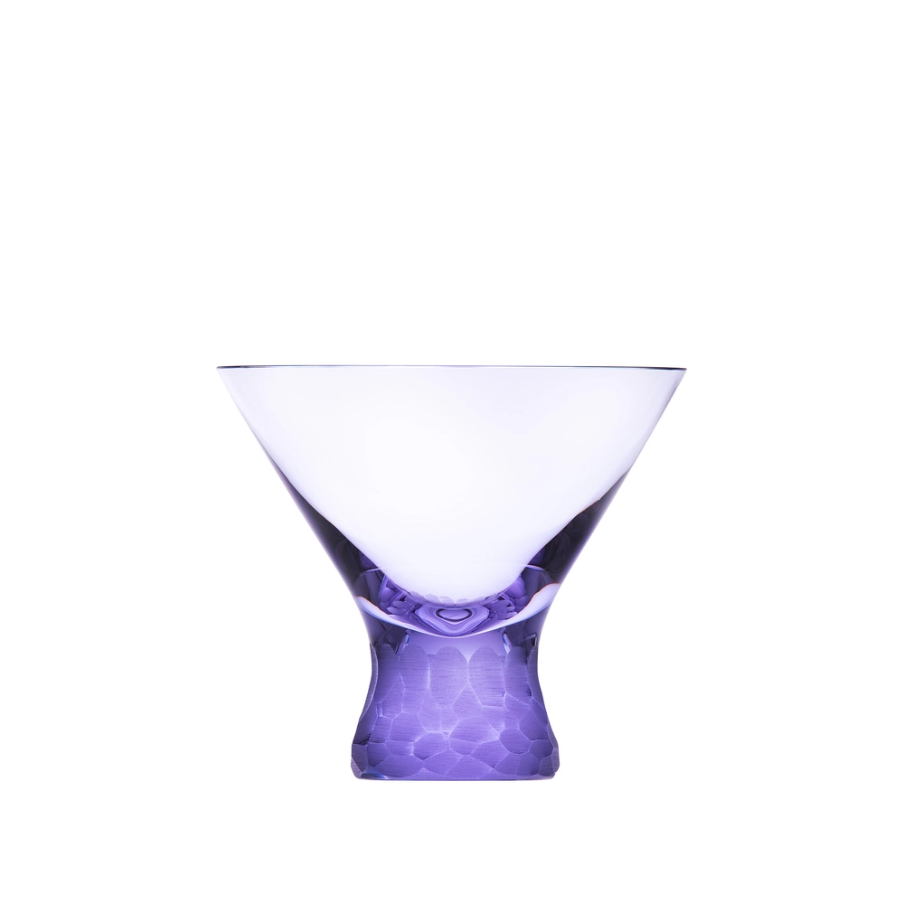 Verre à cocktail 250ml, couleur alexandrite, en authentique cristal de bohême taillé main. Collection Fluent de Moser, la plus prestigieuse & réputée cristallerie de Bohême.