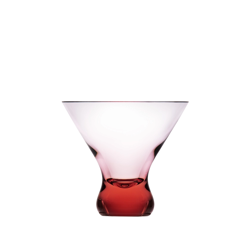 Verre à cocktail 250ml, couleur rosalin, en authentique cristal de bohême uni main. Collection Fluent de Moser, la plus prestigieuse & réputée cristallerie de Bohême.