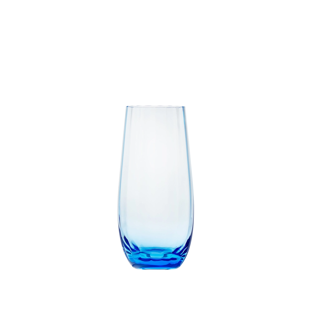 Verre à eau bleu océan 350ml en authentique cristal de bohême, uni. Collection Optic de Moser, la plus prestigieuse & réputée cristallerie de Bohême.
